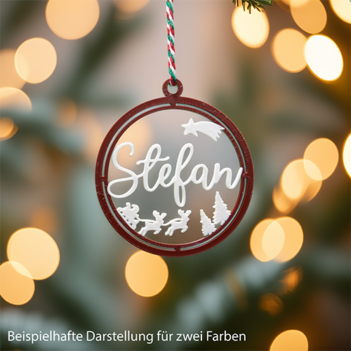 Weihnachtsanhänger Schlitten – personalisiert & 3D-gedruckt