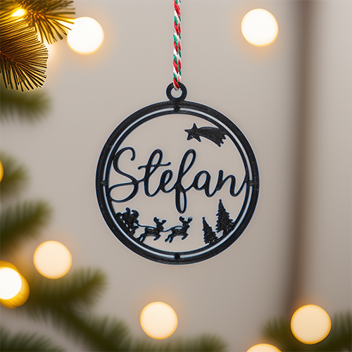 Weihnachtsanhänger Schlitten – personalisiert & 3D-gedruckt