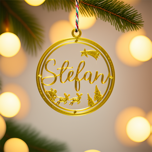 Weihnachtsanhänger Schlitten – personalisiert & 3D-gedruckt