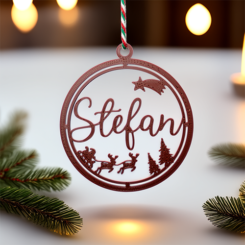 Weihnachtsanhänger Schlitten – personalisiert & 3D-gedruckt