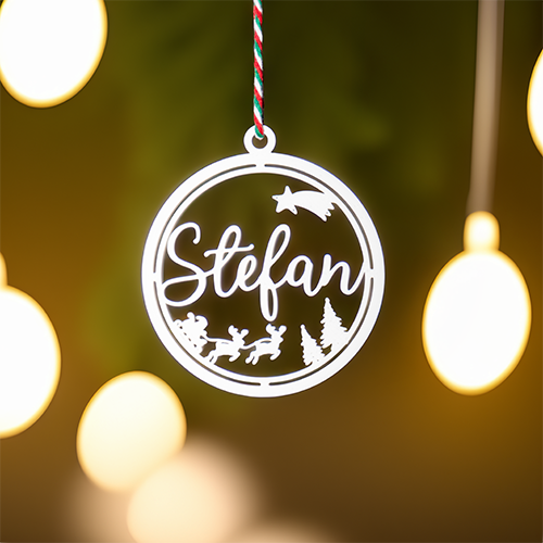 Weihnachtsanhänger Schlitten – personalisiert & 3D-gedruckt