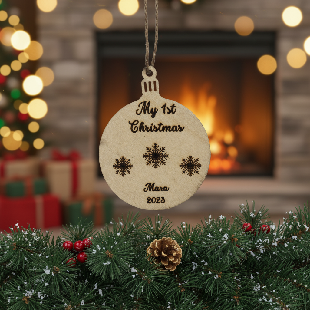 Weihnachtsanhänger aus Holz – personalisiert