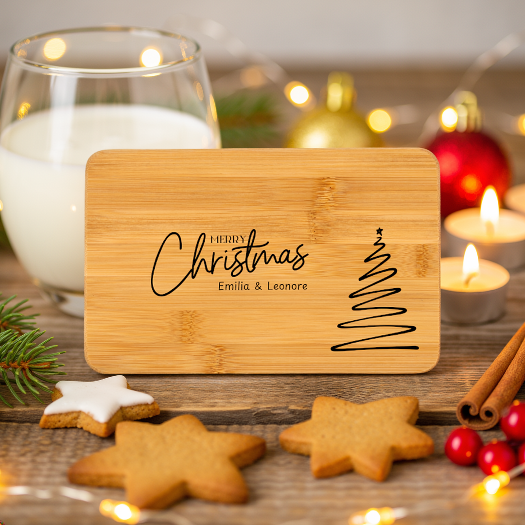 Weihnachtliches Holzbrett - personalisierbar