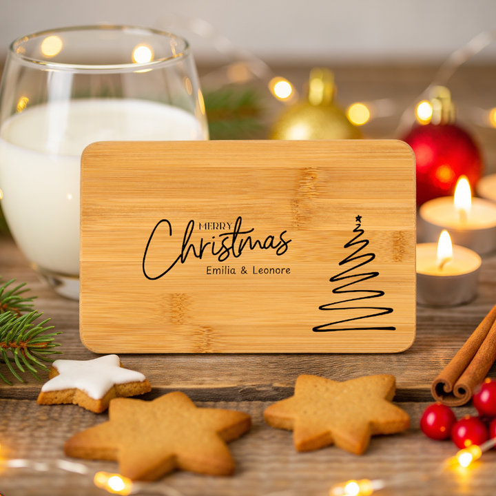 Weihnachtliches Holzbrett - personalisierbar
