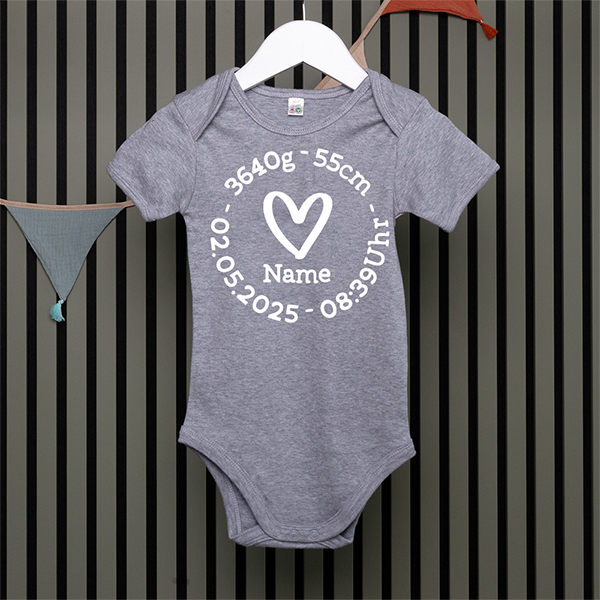 Baby Bodysuit - Herz - in 4 Farben