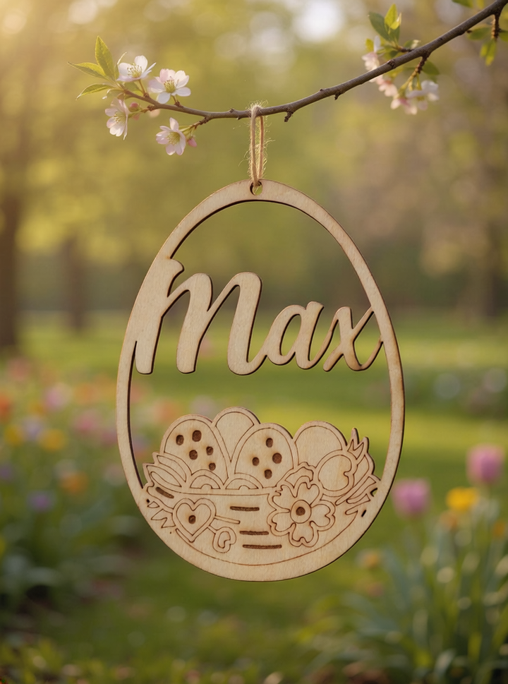 Osteranhänger aus Holz - personalisiert