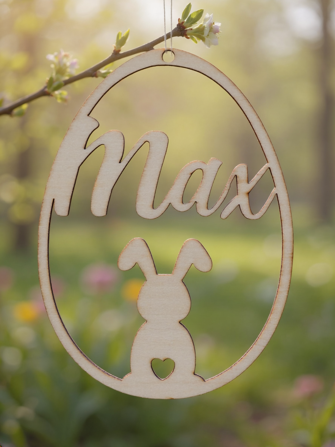Osteranhänger aus Holz - personalisiert