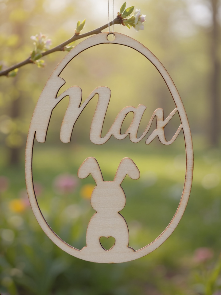 Osteranhänger aus Holz - personalisiert