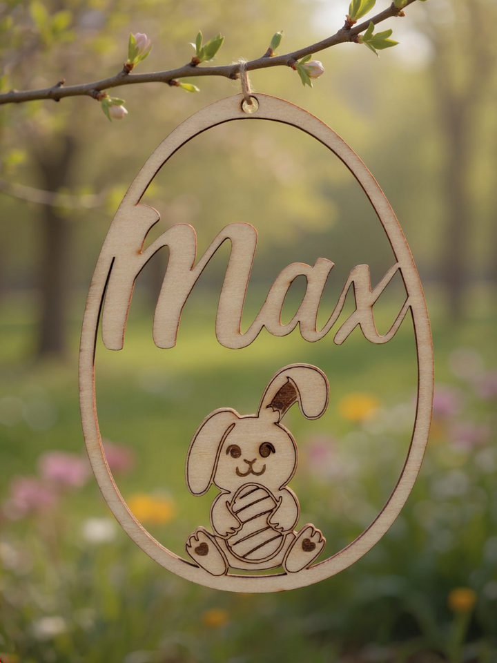 Osteranhänger aus Holz - personalisiert