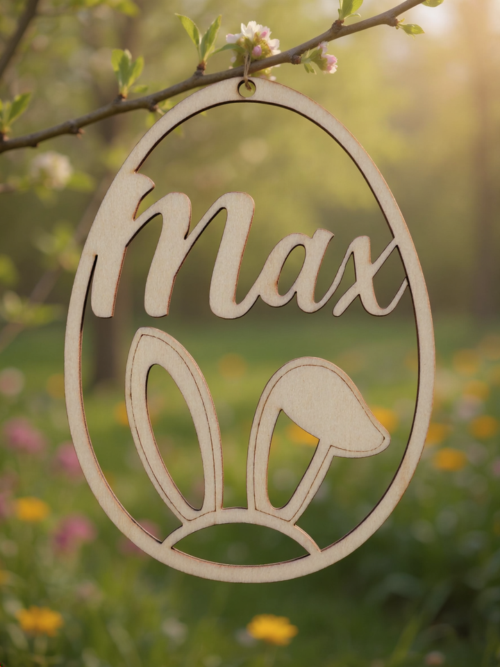Osteranhänger aus Holz - personalisiert